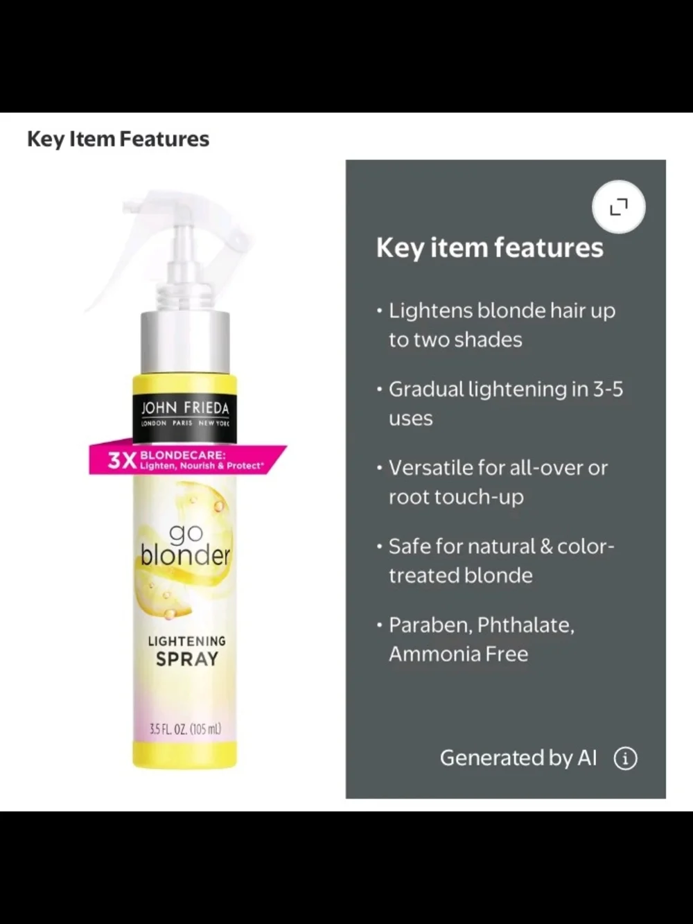 #.   John Frieda Go Blonder Lightening Spray - Yellow